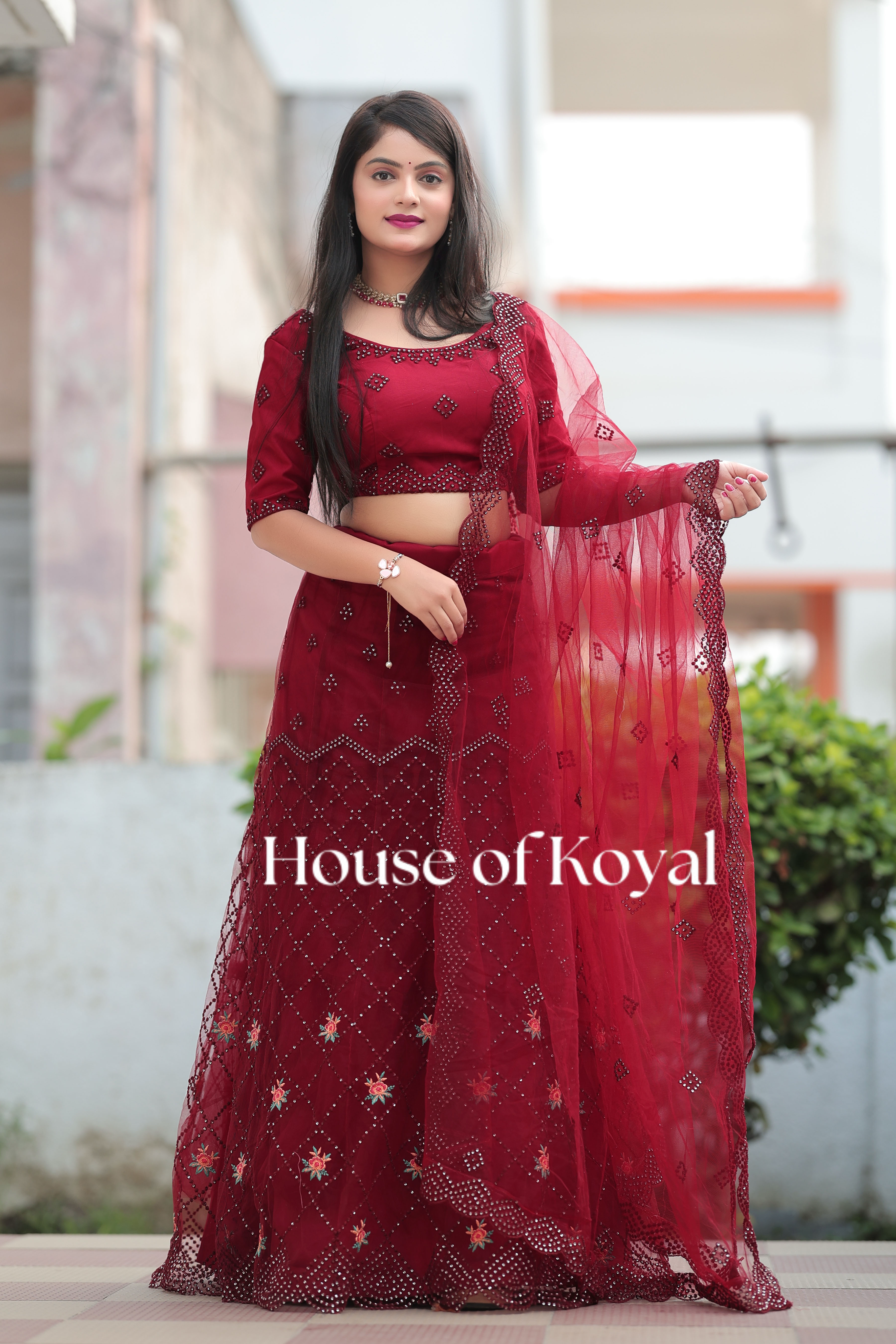 Aarvi Choli - Maroon