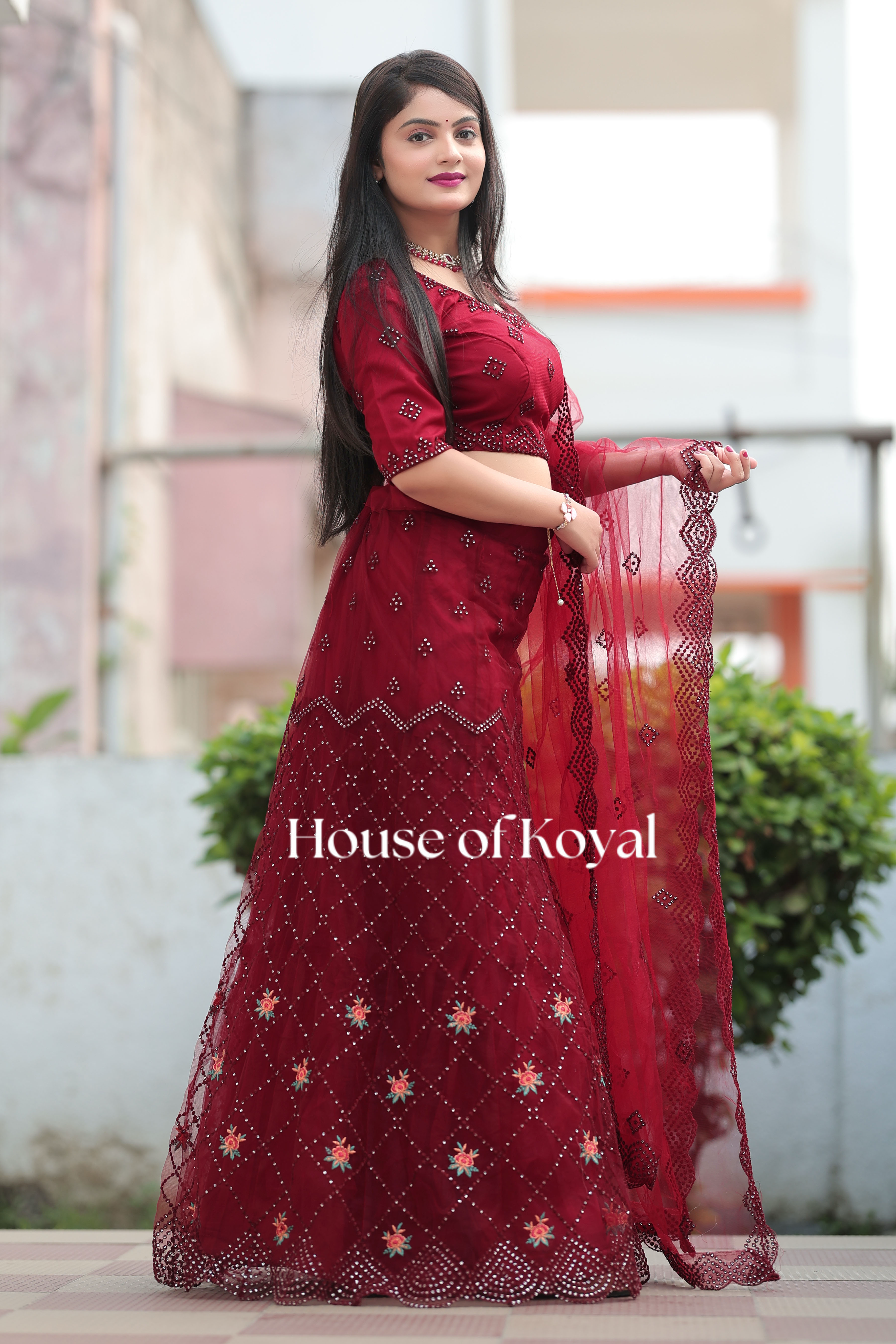 Aarvi Choli - Maroon