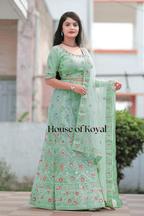 Meira Floral Choli - Light Green
