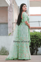 Meira Floral Choli - Light Green