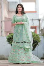 Meira Floral Choli - Light Green