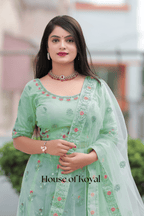 Meira Floral Choli - Light Green