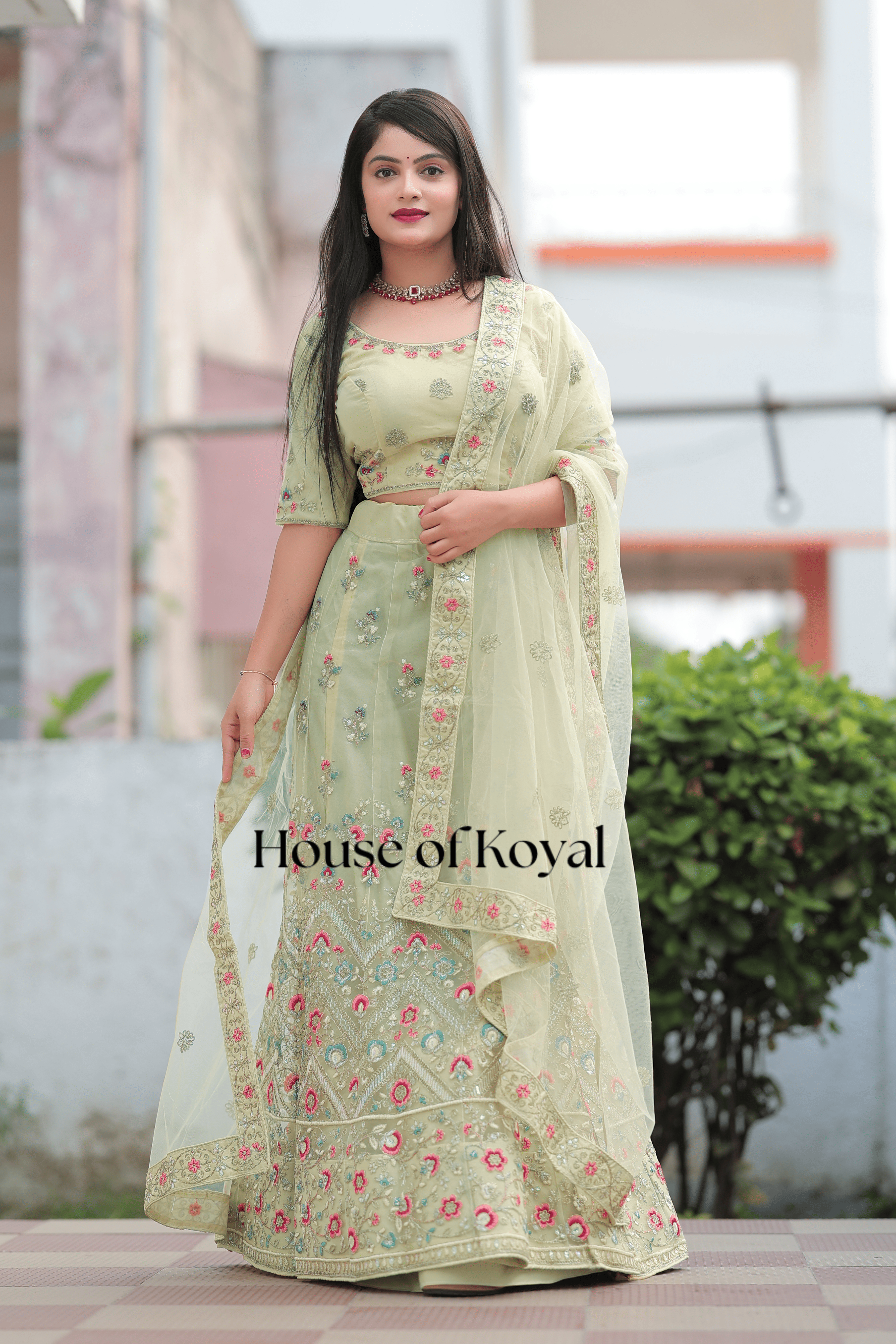 Meira Floral Choli - Light Parrot