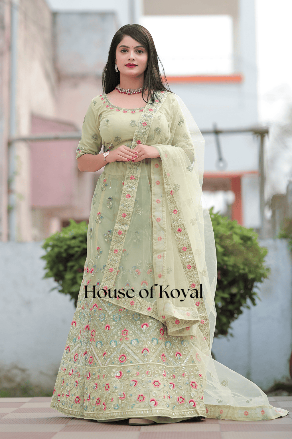 Meira Floral Choli - Light Parrot