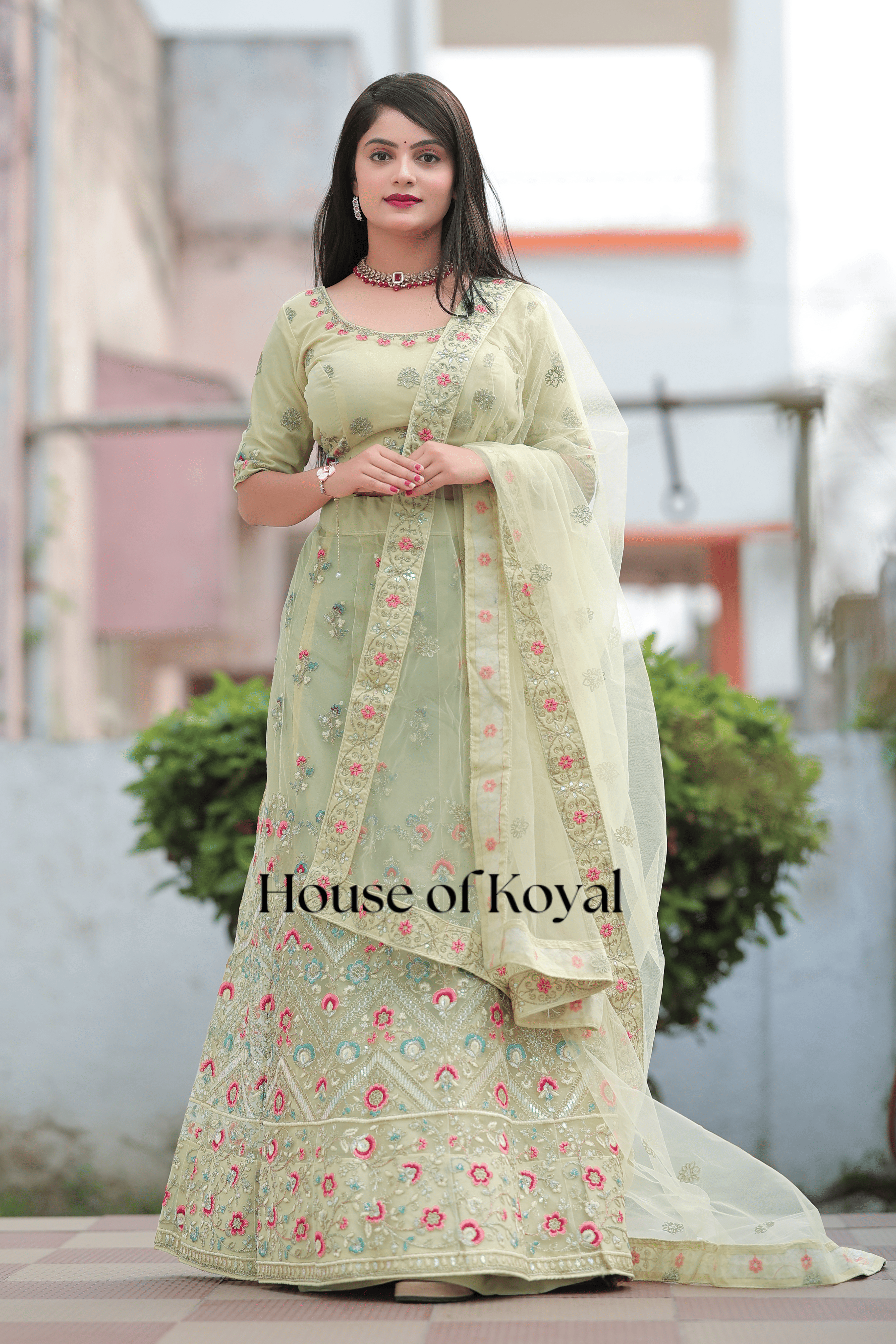 Meira Floral Choli - Light Parrot