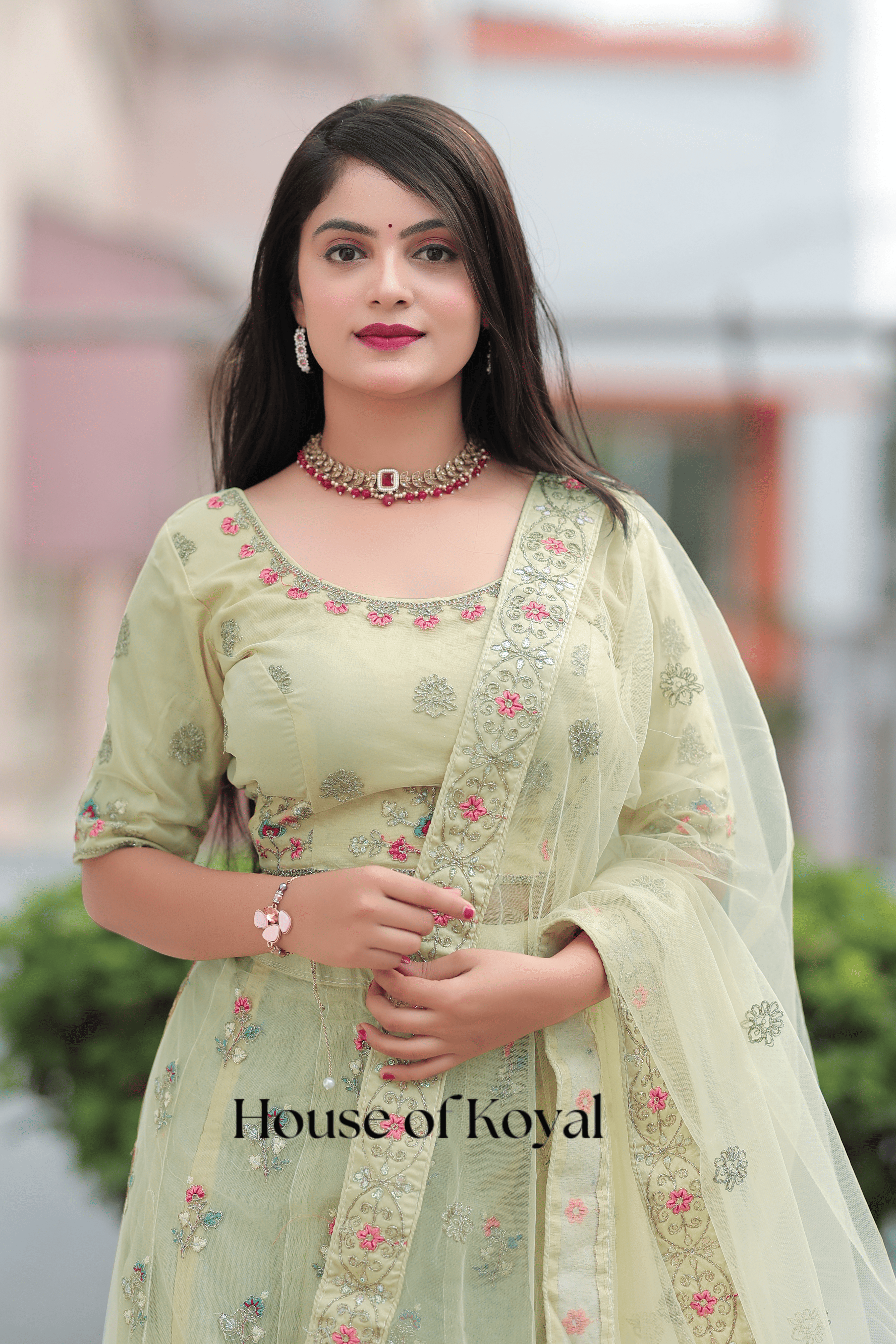 Meira Floral Choli - Light Parrot