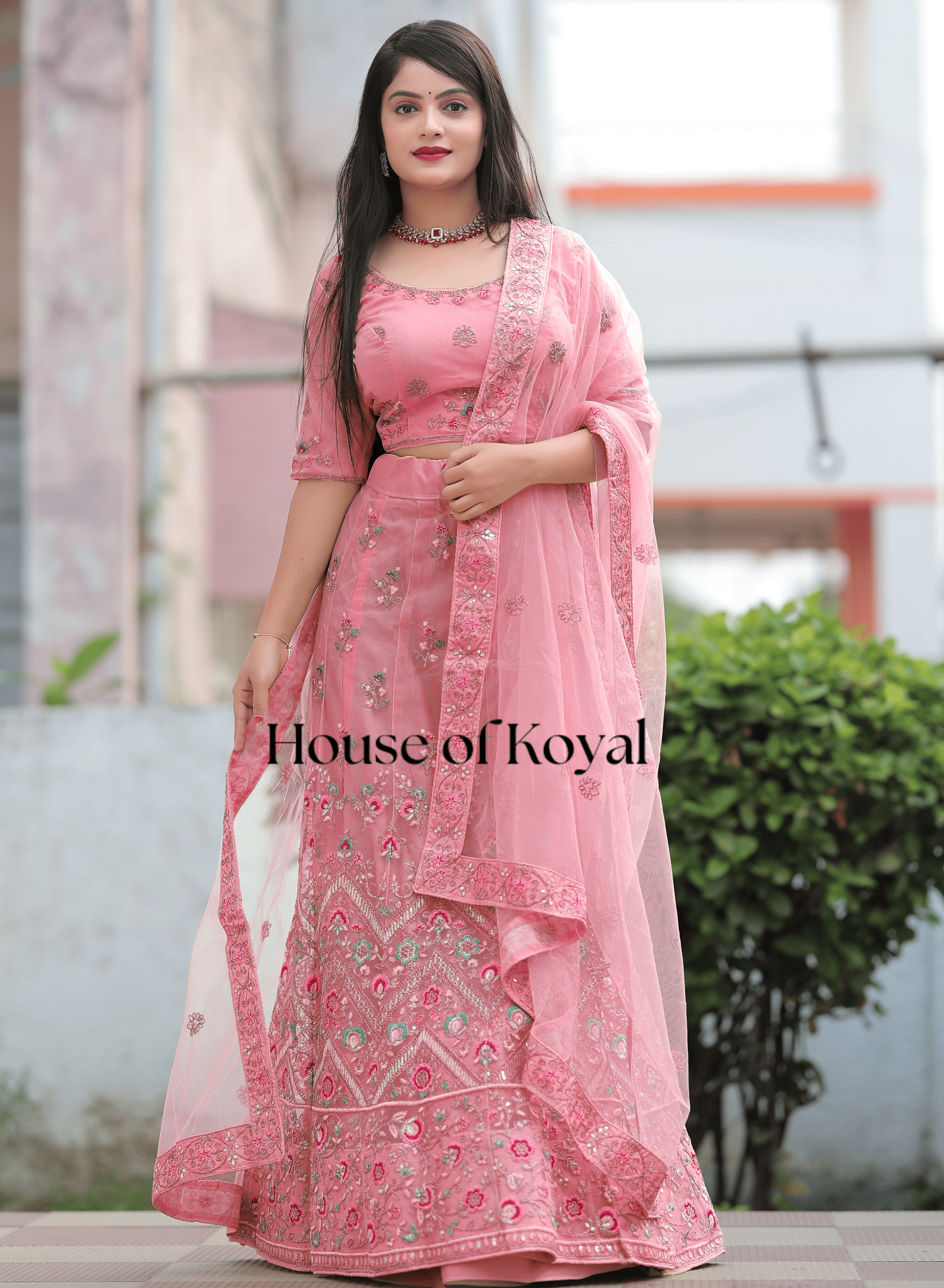 Meira Floral Choli - Pink