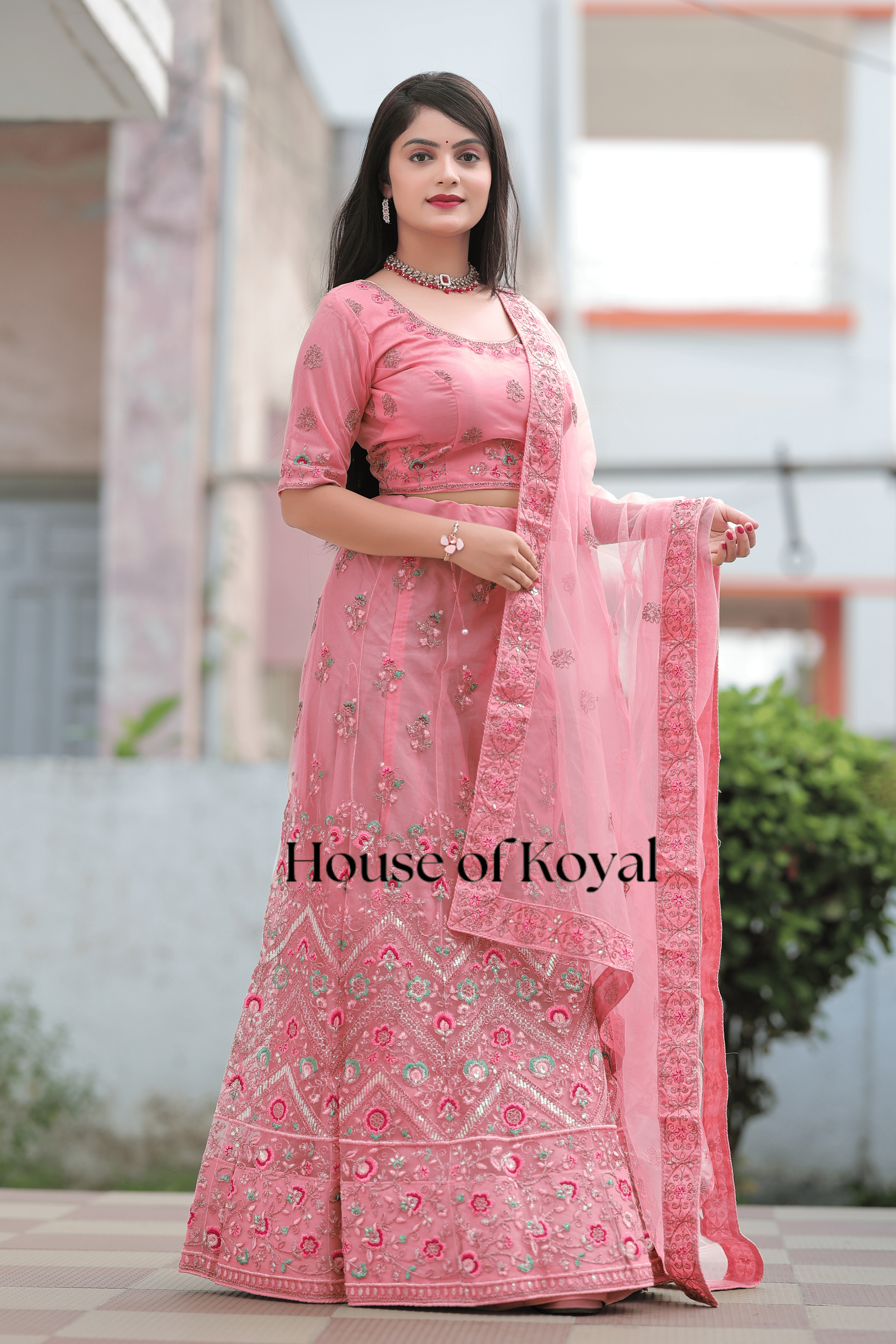 Meira Floral Choli - Pink