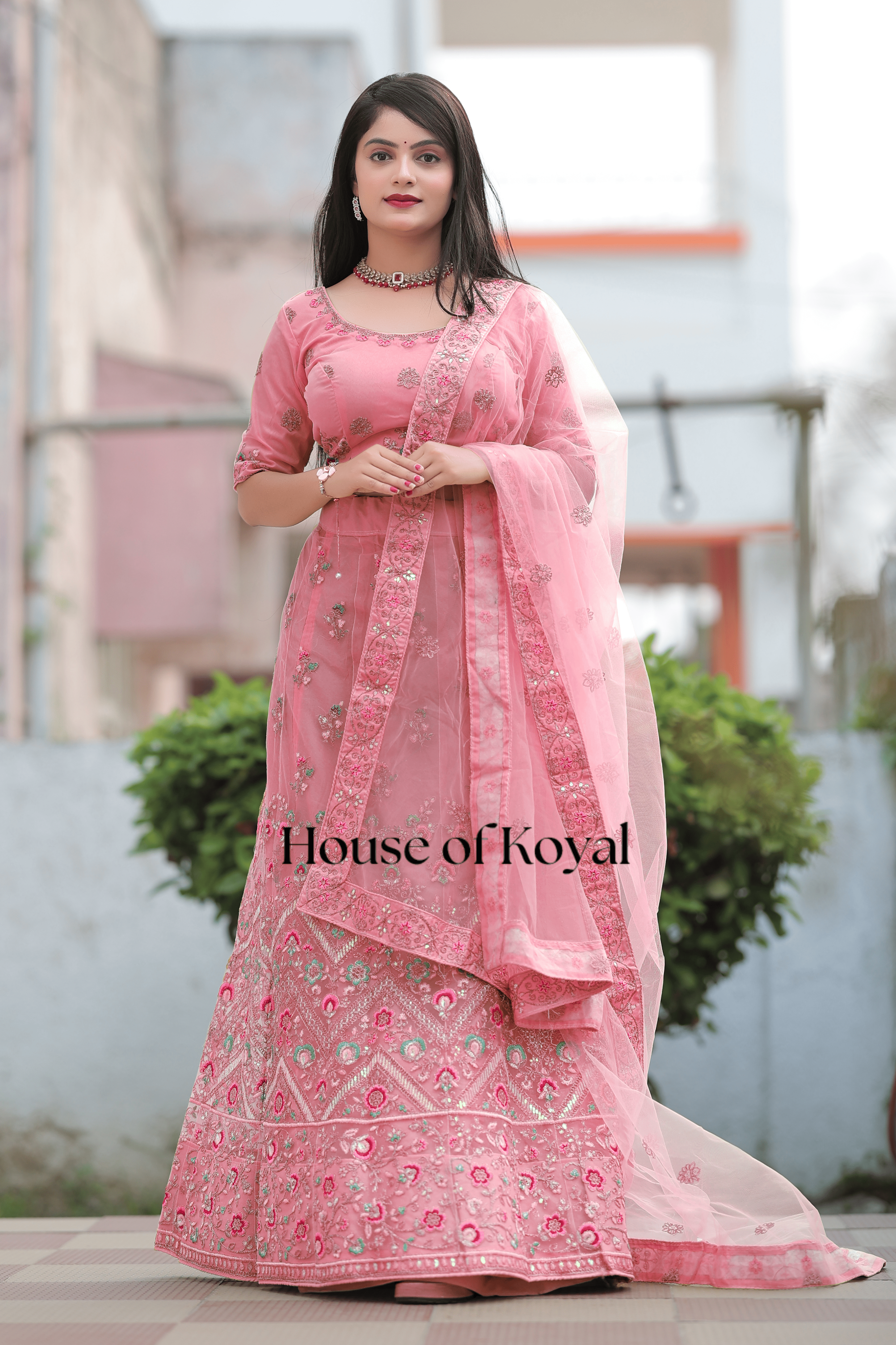 Meira Floral Choli - Pink