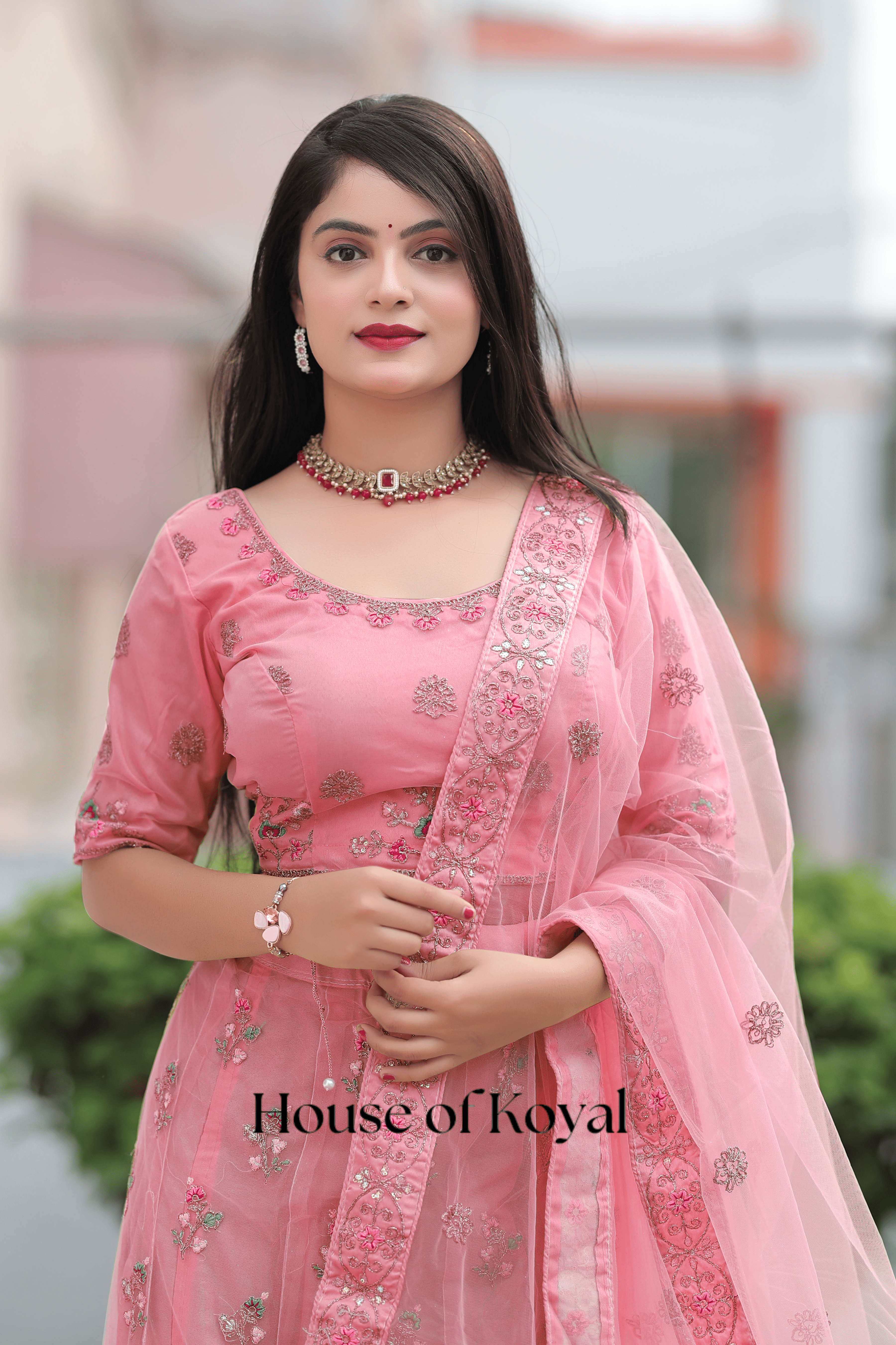 Meira Floral Choli - Pink