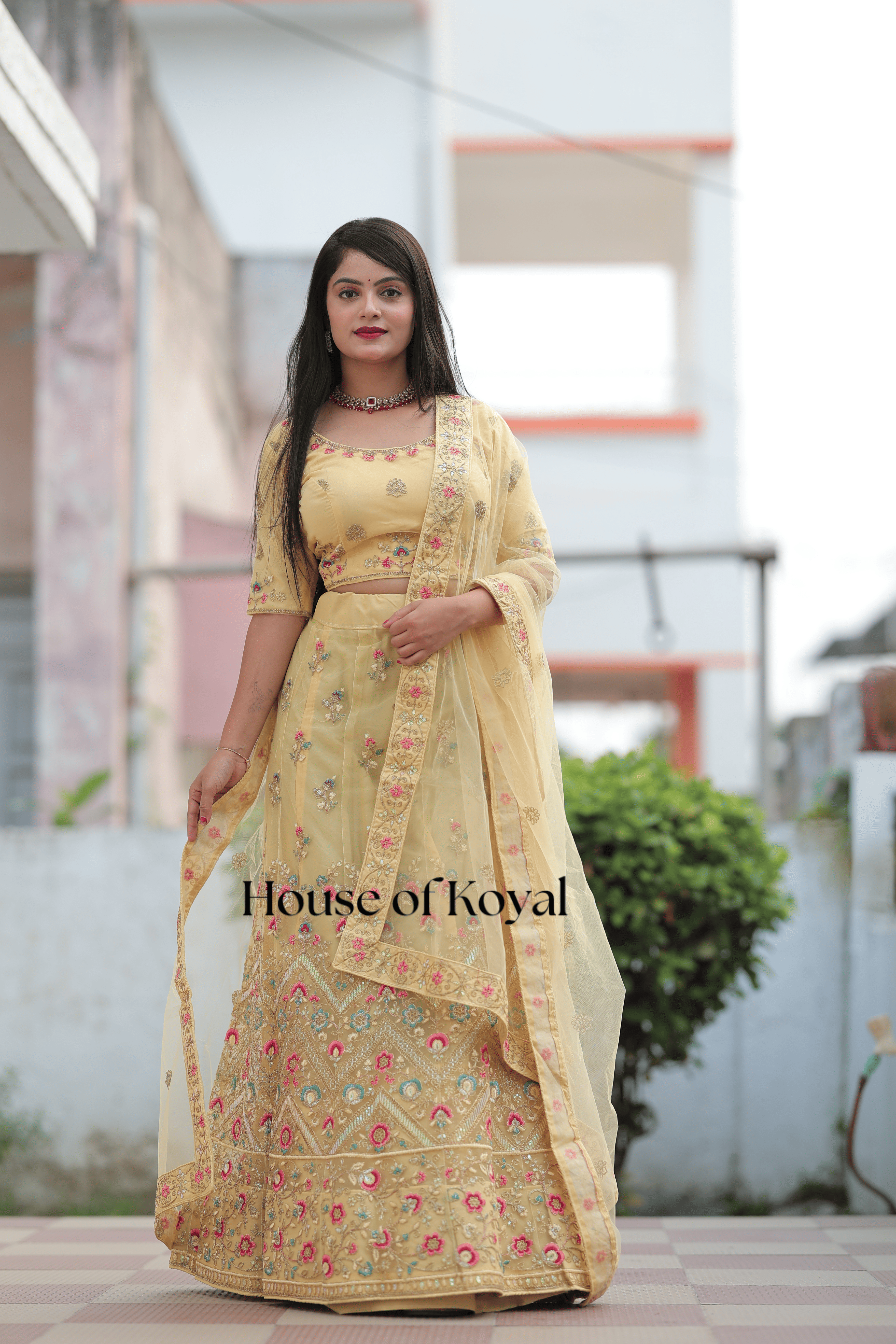 Meira Floral Choli – Yellow
