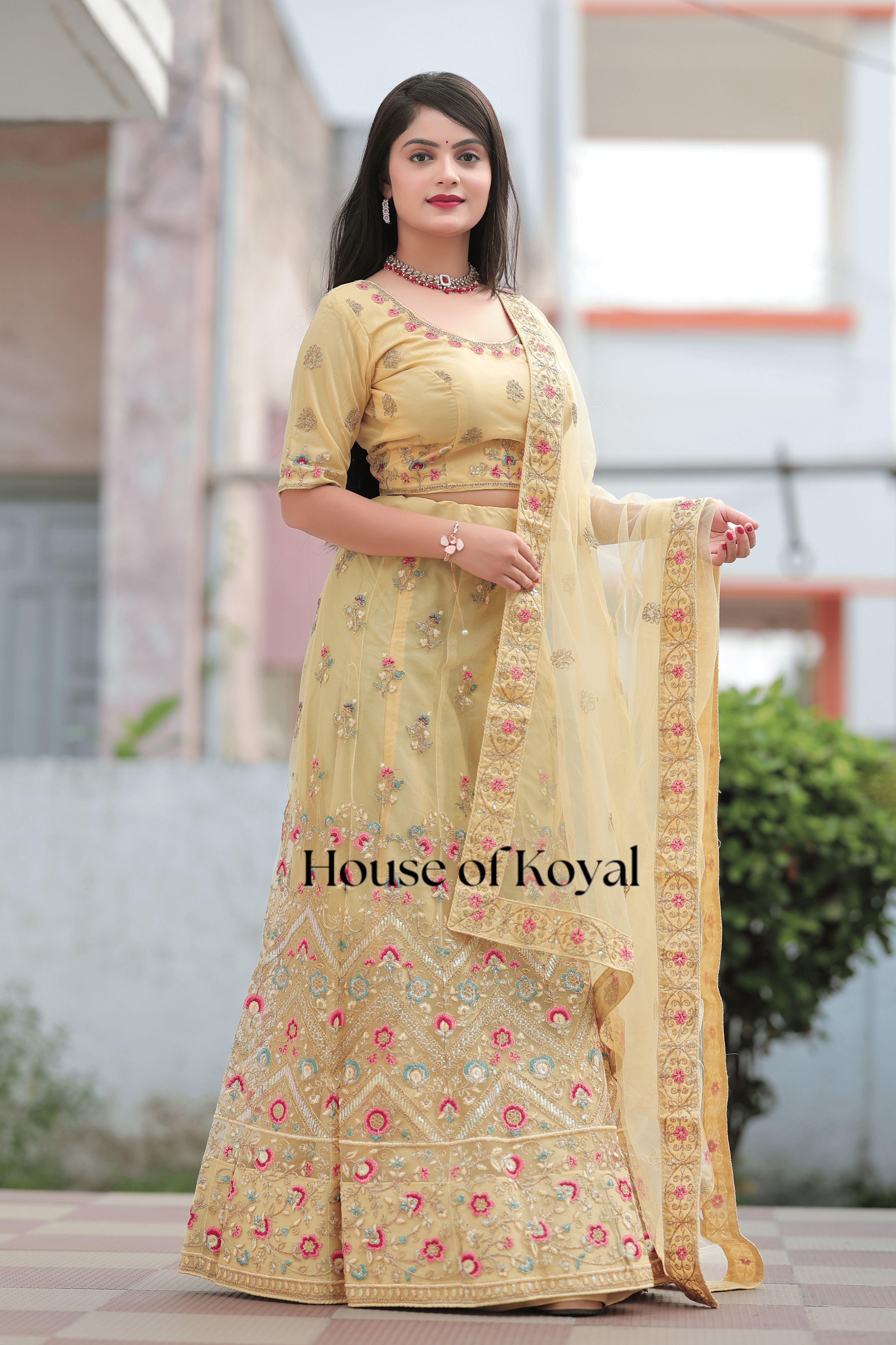 Meira Floral Choli – Yellow
