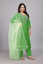 Anvi Green Embroidered Kurti