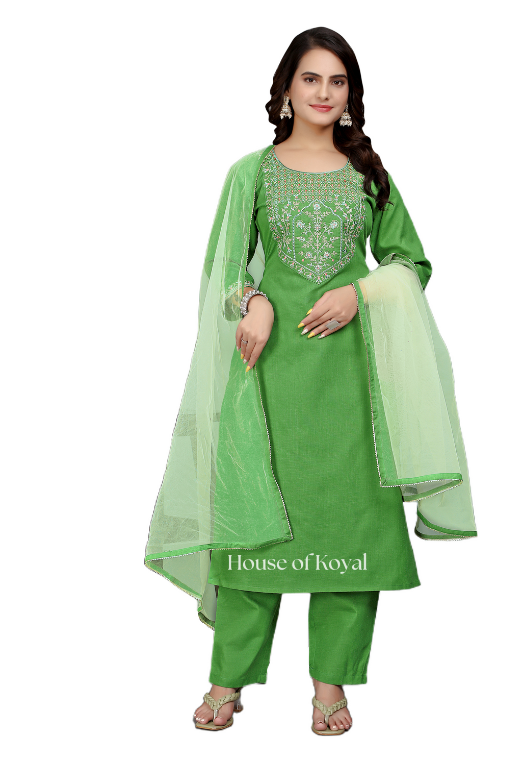 Anvi Green Embroidered Kurti