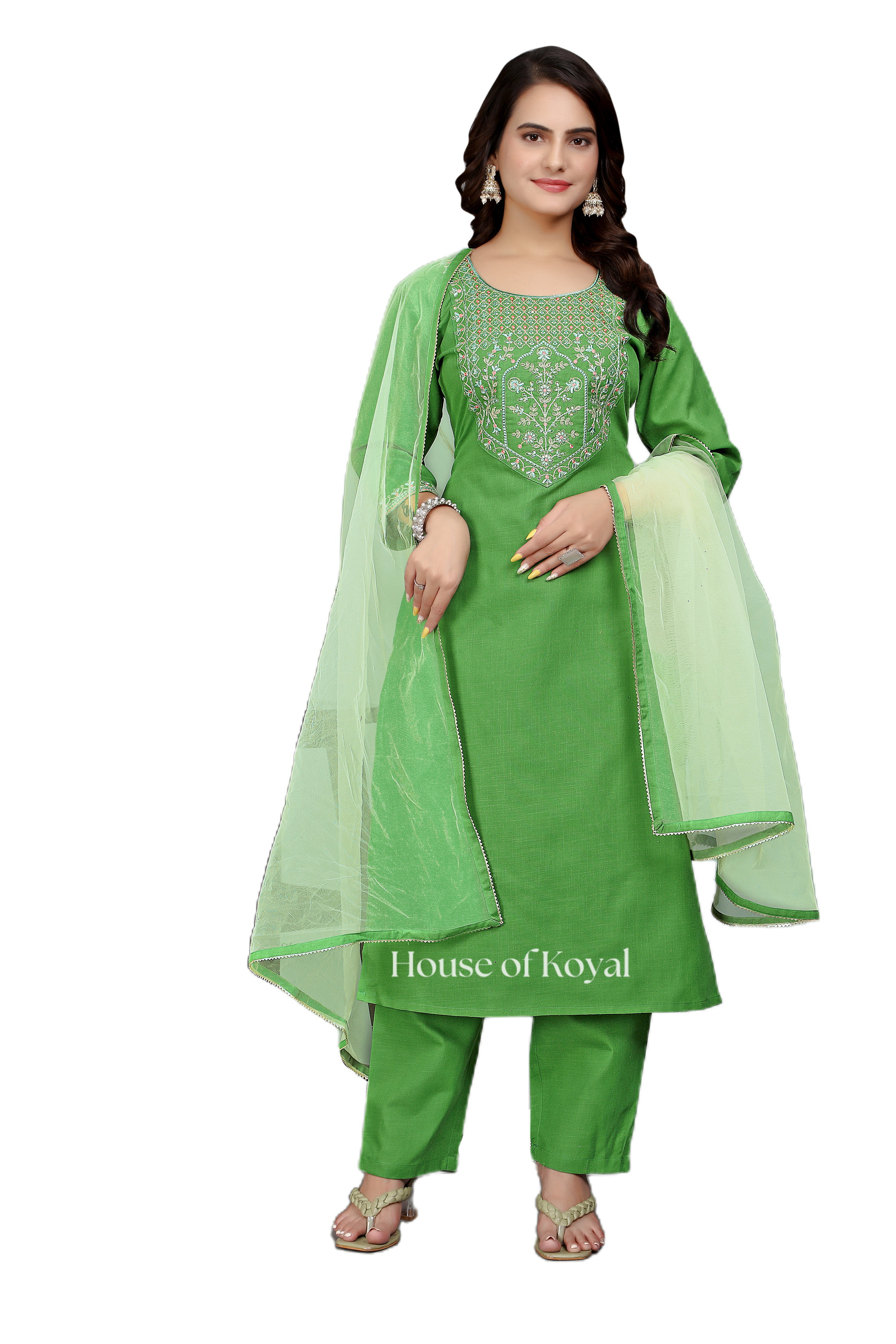 Anvi Green Embroidered Kurti