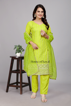 Parisha Popati (Parrot Green) Embroidered Kurti