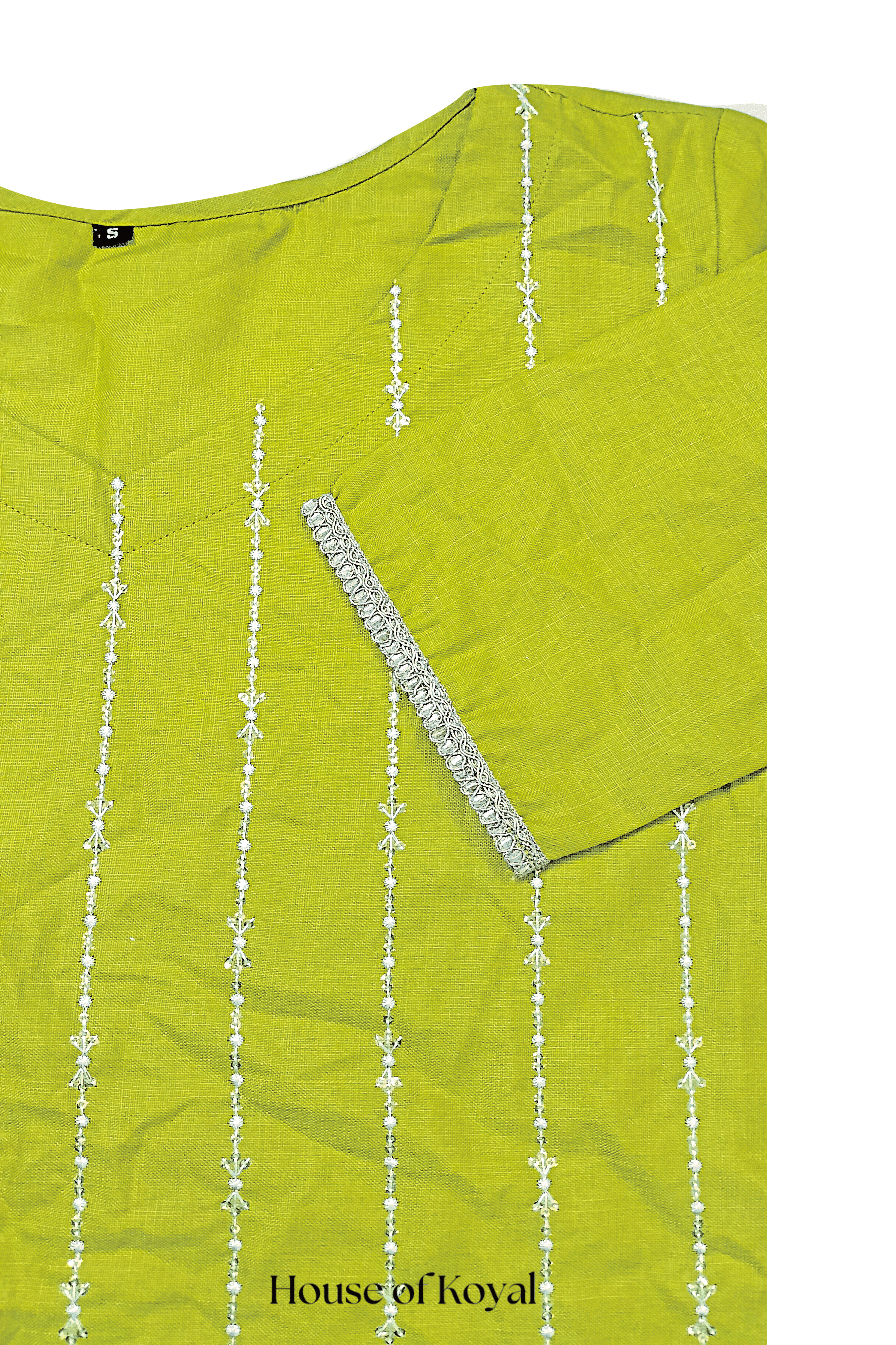 Parisha Popati (Parrot Green) Embroidered Kurti