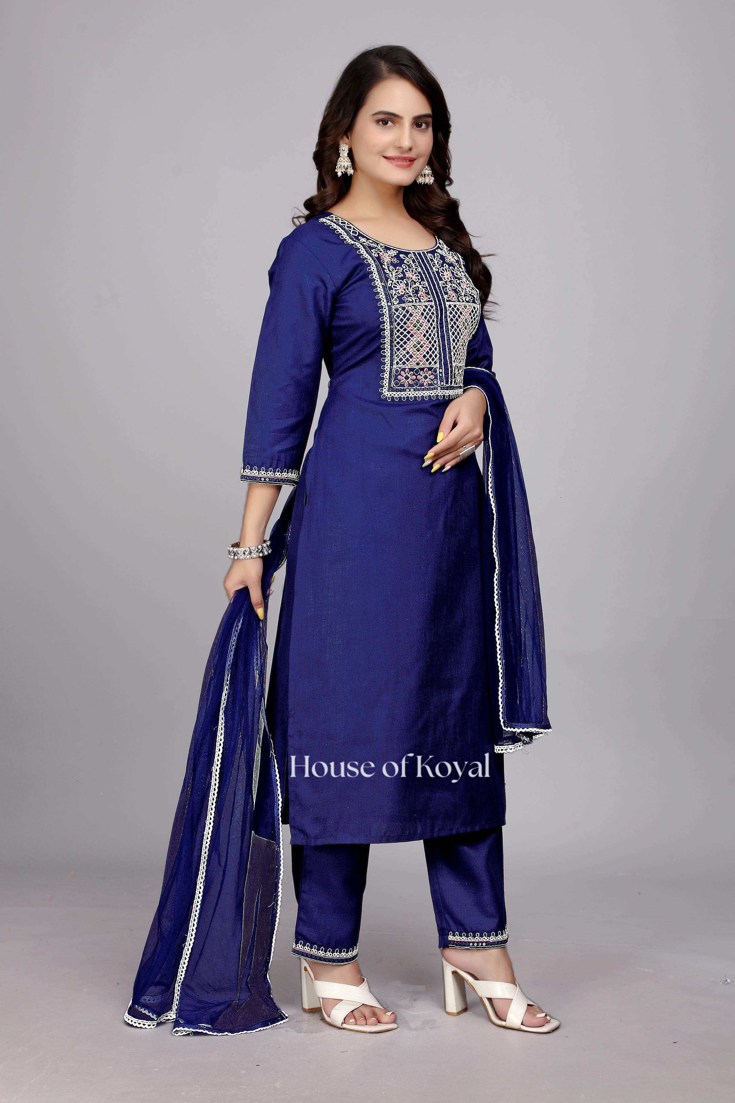 Samira Blue Embroidered Kurti