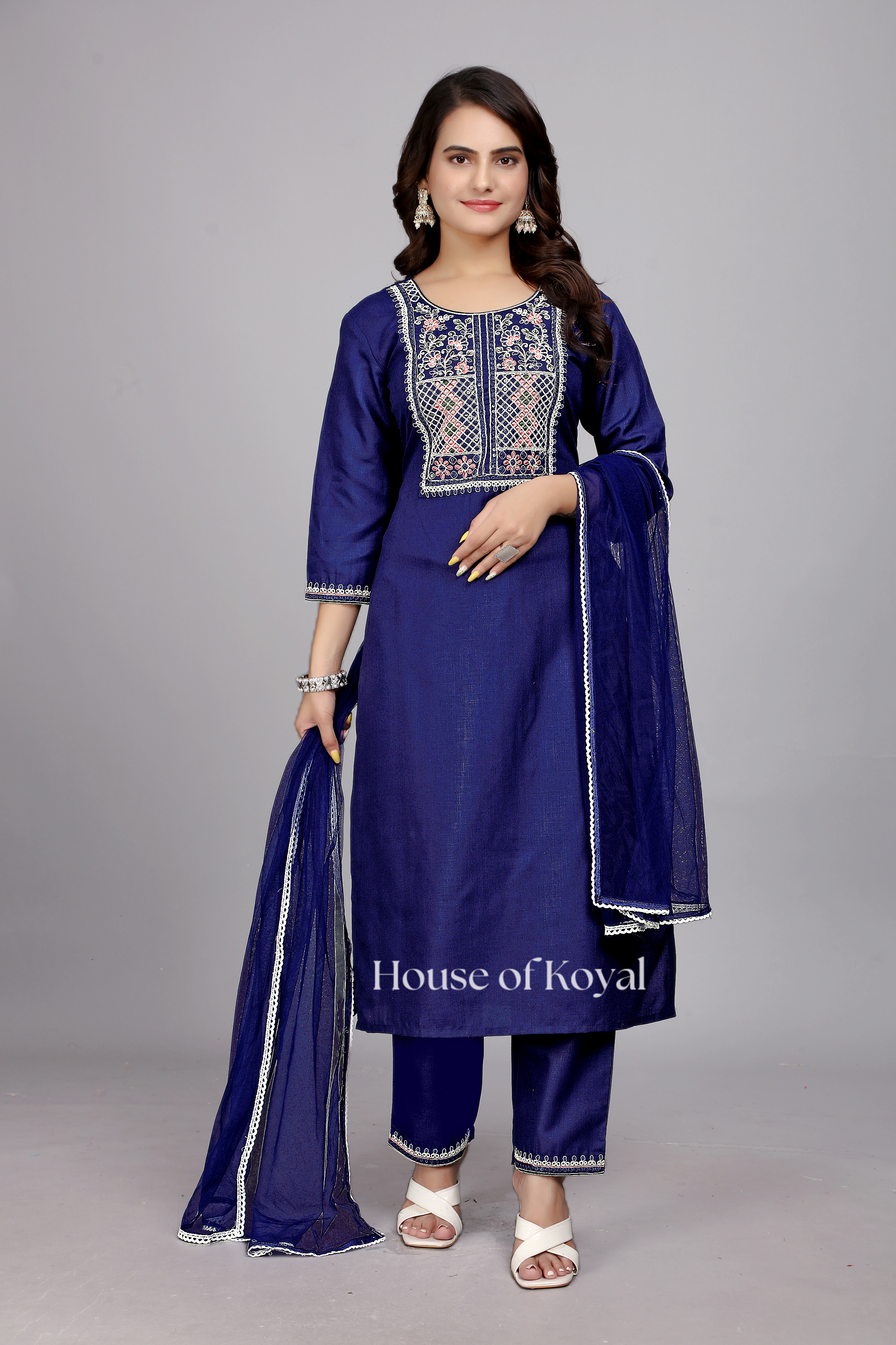 Samira Blue Embroidered Kurti