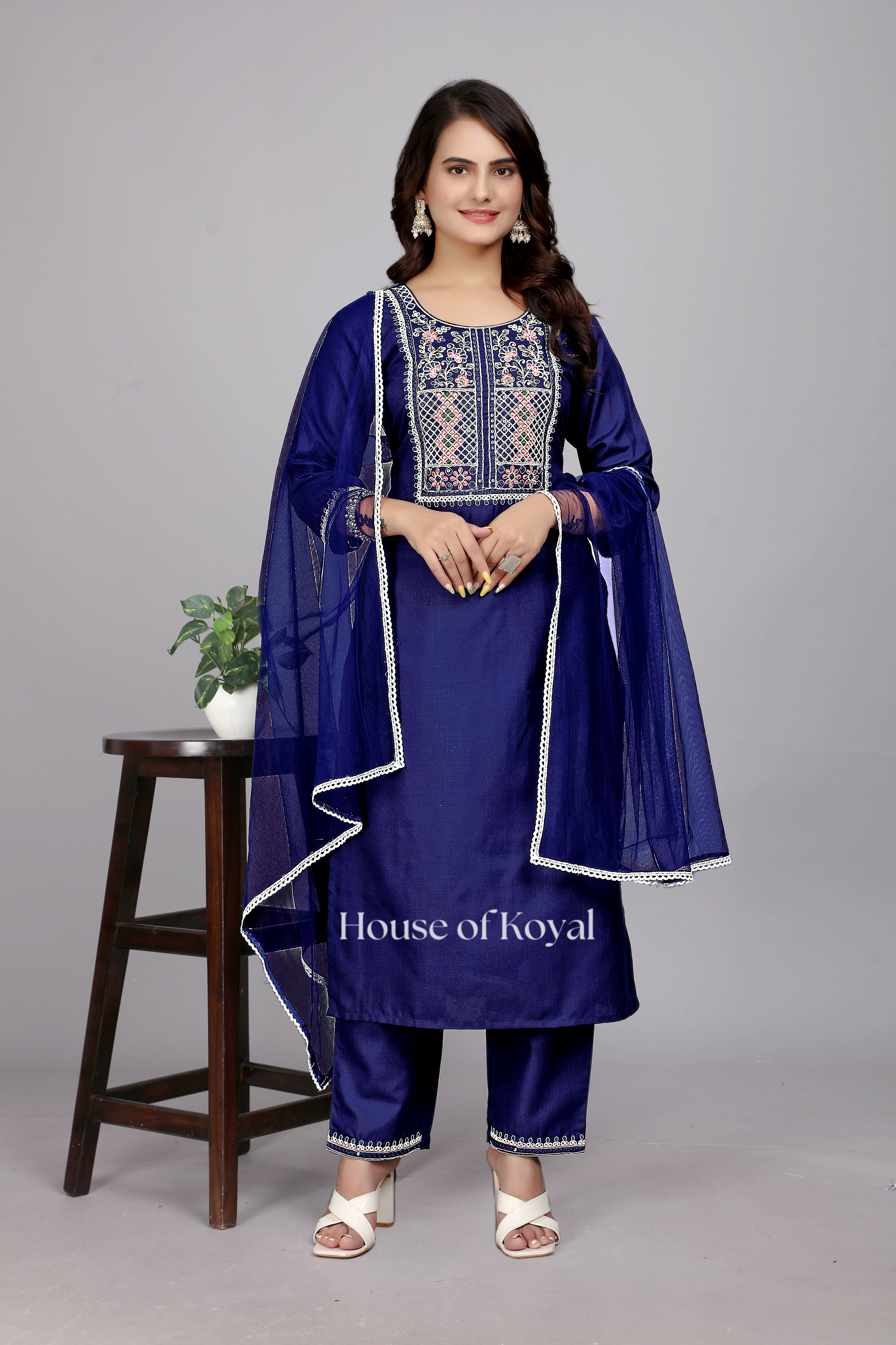 Samira Blue Embroidered Kurti