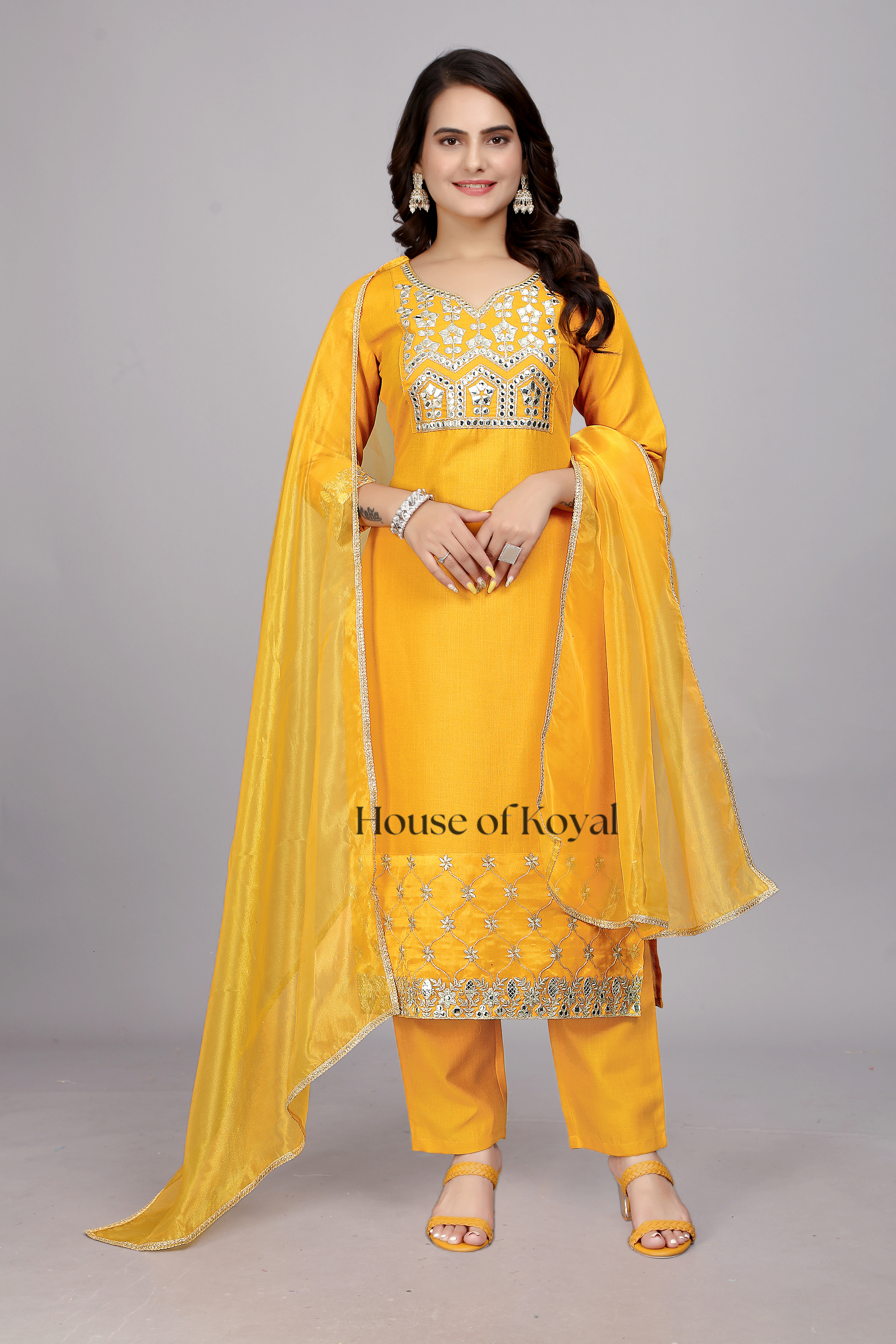Vaani Yellow Embroidered Kurti