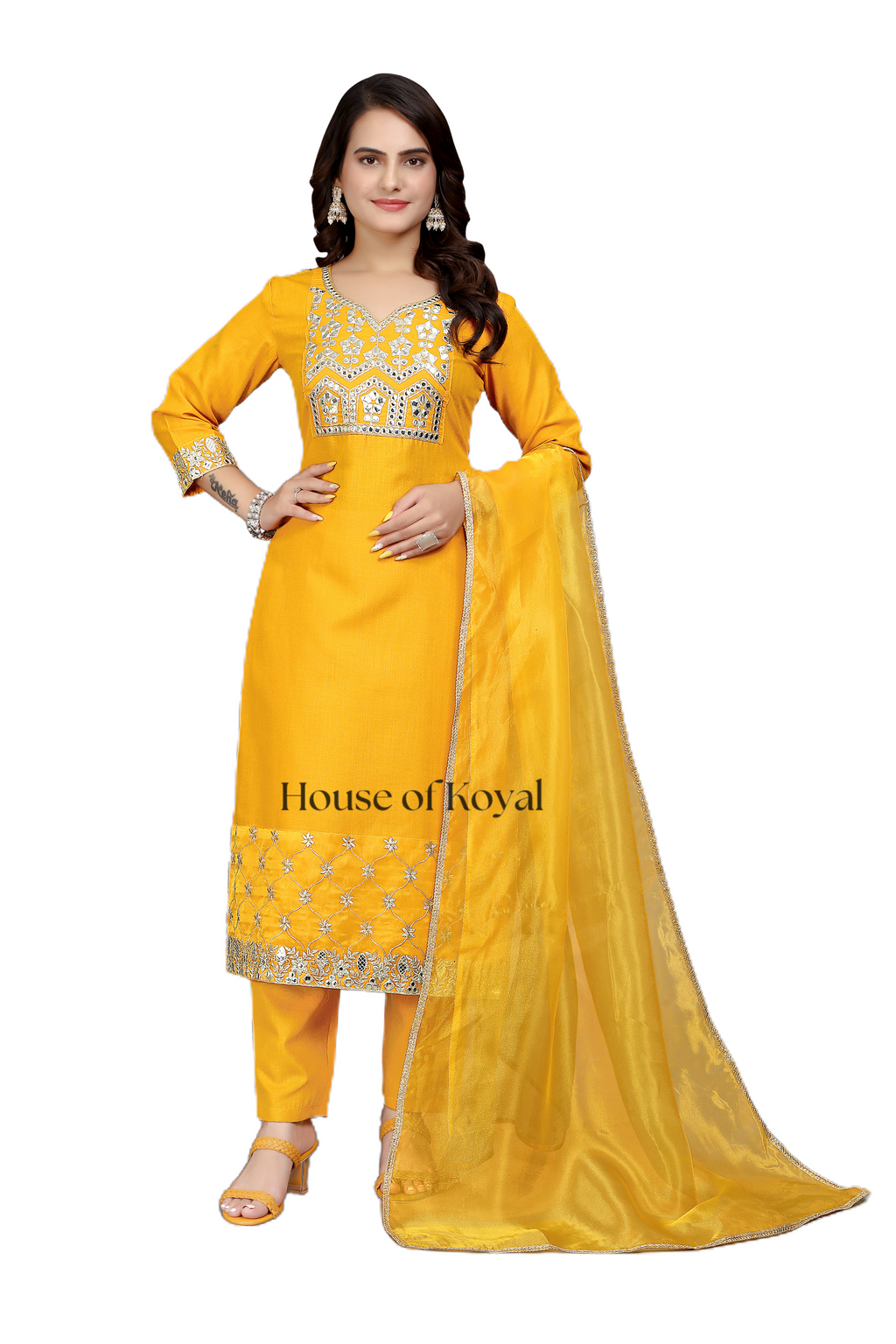 Vaani Yellow Embroidered Kurti